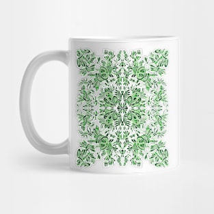 A symmetrical curvy lined design in green coloring Mug